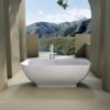 Freestanding Solid Surface Bathtub, Luxury Engineered Stone Resin Freestanding Soaking Bathtub With Overflow And Pop-Up Drain Cupc Certified, 22S04-67 - Matte White - Image 4