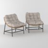 Coastal Scooped Outdoor Patio Chairs With Cushions (Set of 2) - Natural - Image 2