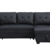 Upholstered Pull Out Sectional Sofa With Chaise - Black - Image 12