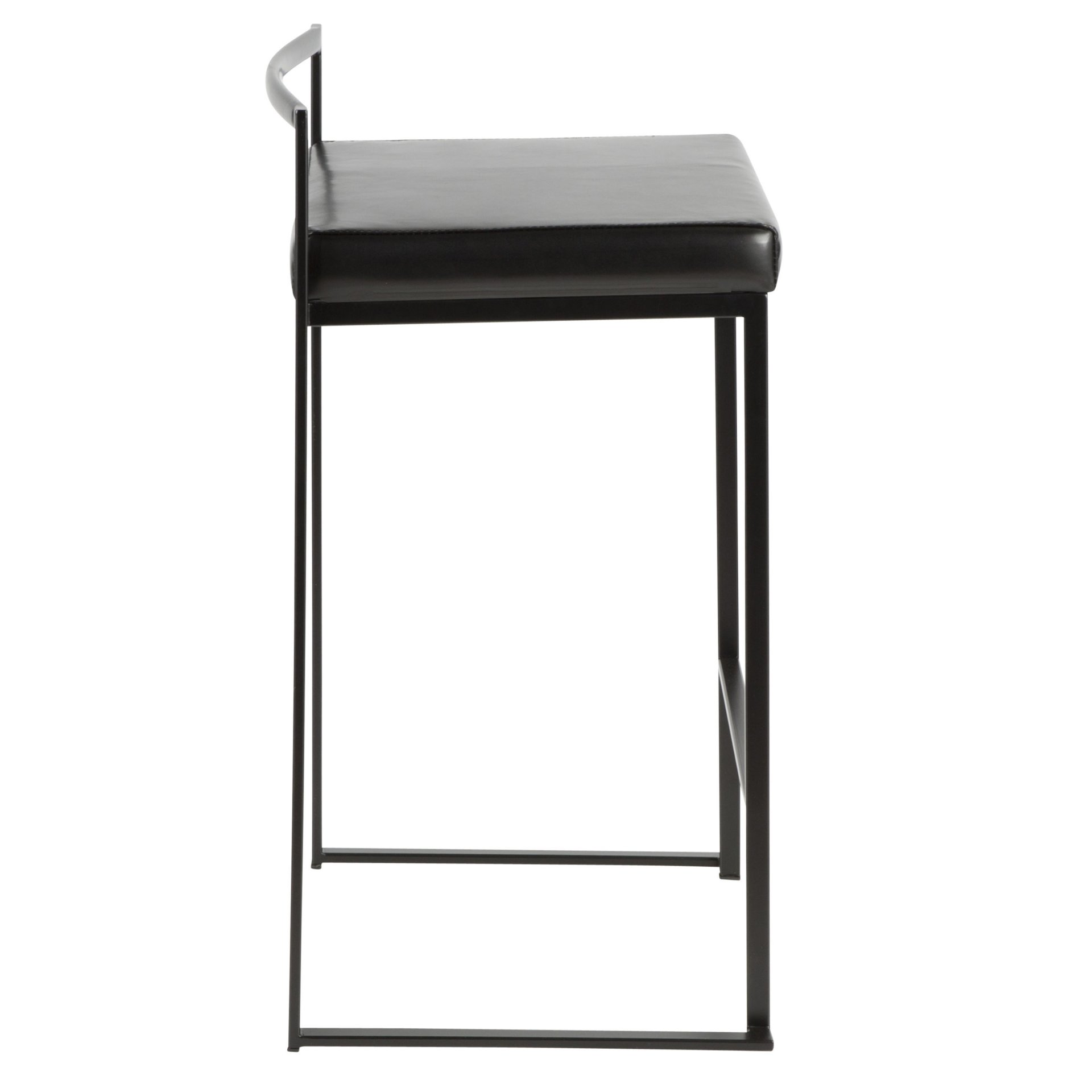Fuji - Contemporary Stackable Counter Stool (Set of 3) - Black - Faux Leather - Image 3