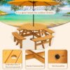 8 Person Wooden Picnic Table, Outdoor Camping Dining Table With Seat, Garden, Diy With 4 Built-In Benches, 2220Lb Capacity - Natural - Image 3