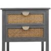 2 Drawer Side Table - Natural Rattan - End Table - Suitable For Bedroom, Living Room, Or Study - Gray - Image 19