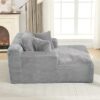 Modern Full Compressed Chaise Lounge Sofa Bed With Removable Pillows, Upholstered - Gray - Image 11
