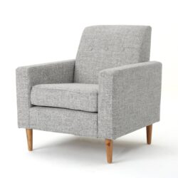 Nebulize - Upholstered Fabric Club Chair With Button Tufted And Square-Off Arm And Back - Light Gray