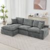 Cloud Sectional Sofa Upholstered Sofa Couch With Double-Layer Cushion And Side Pockets, Free Combined Sectional Sofa Full Compressed Sofa For Living Room - Gray - Image 10