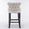 Contemporary Velvet Upholstered Wing-Back Barstools With Button Tufted Decoration And Wooden Legs, And Chrome Nailhead Trim, Leisure Style Bar Chairs, Bar Stools (Set of 4) - Beige - Image 8