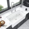 Sink 30" Apron Front Reversible Single Bowl Kitchen Sink With Grid And Strainer - White - Image 4