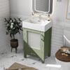 Bathroom Vanity With Ceramic Sink And Ample Storage, Ideal For Small Bathrooms - Green - Image 8