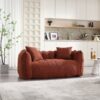 Soft Beanbag Chair With High Resilience Foam Core For Two People, The Comfortable Square Recliner Sofa Is Ideal For Family Members And Friends Engaged In Games, Reading, Watching TV - Red / Brown - Image 5