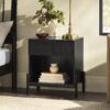 Modern Fluted Drawer Nightstand With Open Cubby - Black - Image 5