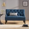 Nicole - French Style Upholstered Loveseat With Tufted Backrest - Navy Blue - Image 5