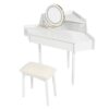 Modern Corner Makeup Vanity Desk With Large Storage, LED Mirror & Stool, Adjustable Brightness, Space Saving - White - Image 9