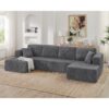 Modern Minimalist Style U Shape Modular Sectional Sofa Sleeper - Gray - Image 4