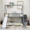 Twin Over Twin House Bunk Bed With Convertible Slide, Storage Staircase Can Be Placed Left Or Right - Gray - Image 4