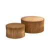 Vintage Fashion Style Cylindrical Nesting Coffee Table Set With Vertical Textured Embossed Design - Natural - Image 21