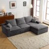 Shaped Sectional Sofa, Full Compression 3 Seater Cloud Couch With Chaise Sofa For Living Room, Ultra Soft Deep Seat Modular Sofa - Gray - Image 2