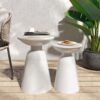 Serenita - Outdoor Iron Side Tables With Flared Design, (Set of 2) - White - Image 9