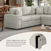 Sectional Sofa L-Shaped Sofa Couch Pull-Out Sofa Bed With A Movable Ottoman, Two USB Ports And Two Cup Holders For Living Room - Gray - Image 8