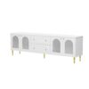 Modern TV Stand, TV Cabinet With 5 Metal Legs And Metal Handles, 2 Drawers And 2 Cabinets With Fluted Glass Doors For Living Room, Up To 80" - White - Image 7