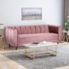 Miranda Velvet 3 Seater Sofa With Modern Glam Style And Blush Color - Blush - Image 2