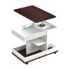 Adjustable End Table With Wheels, Modern Multifunctional Sofa Side Table With Lift Top, 360°Rotating Top And Storage Space For Living Room, Small Space - Brown / White - Image 10