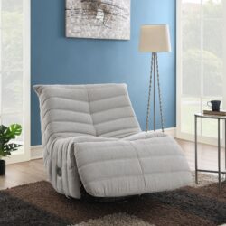 Talmon - Chenille Glider Recliner With Swivel - Oyster Gray