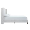 Hannah - Queen Upholstered Wingback Bed Size, Tall Headboard Upholstered Queen Bed, Premium Textured Canvas Chenille Look, Minimalist Designs, No Box Spring Needed - Ivory - Image 3