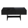 Mid Century Modern Coffee Table, Unique Square Wooden Coffee Table With 3 Drawers, Tempered Glass And Solid Wood Legs For Living Room - Black - Image 15