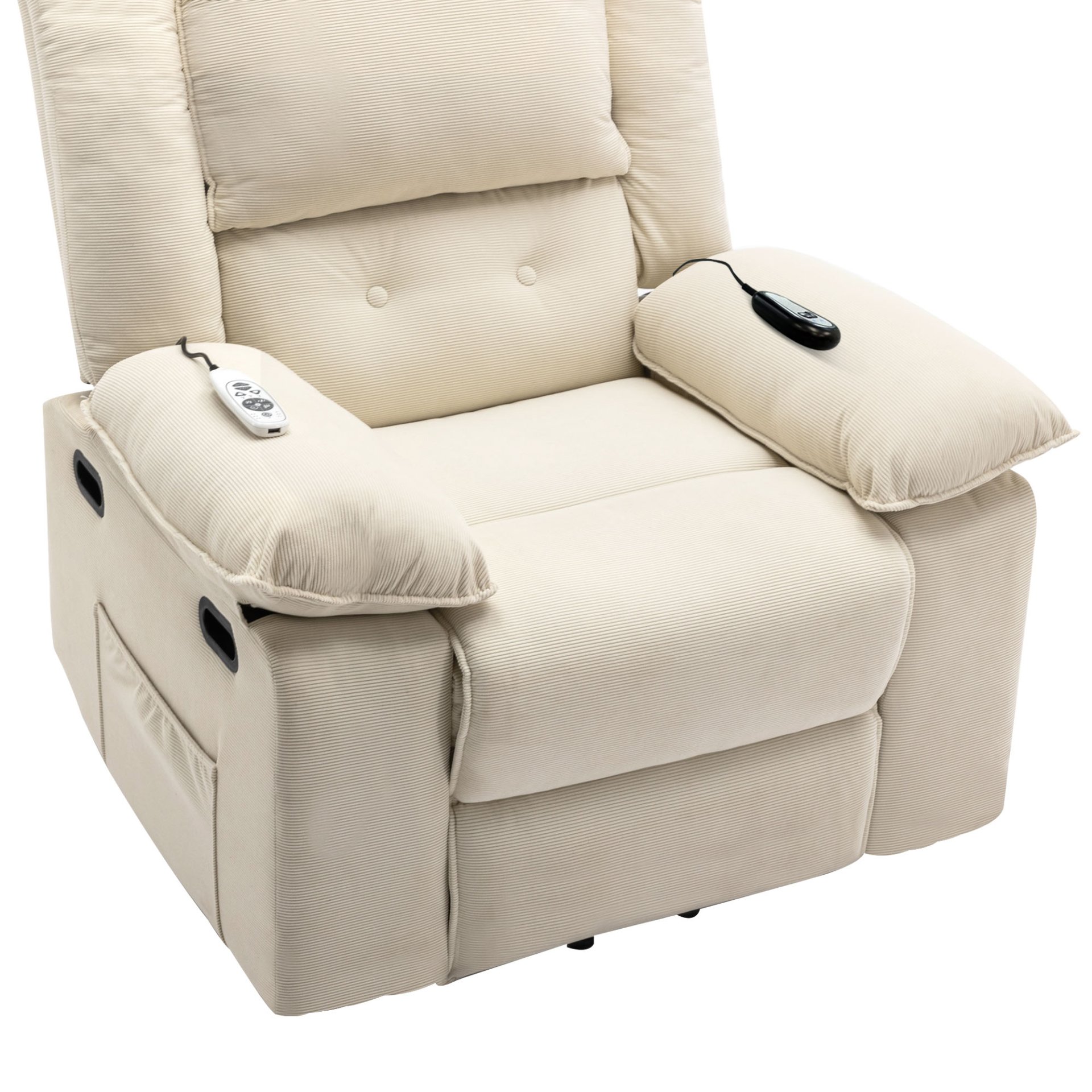 Massage Recliner, Power Lift Chair With Adjustable Massage And Heating Function, Recliner Chair & Infinite Position And Side Pocket For Living Room - Beige - Image 24