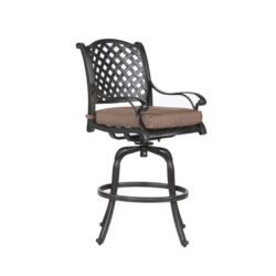 Patio Outdoor Aluminum Bar Stool With Cushion (Set of 2) - Dupione Brown