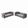 3 And 3 Seater Deep Seat Sofa With Button Nailhead And Square Arm Design - Gray - Image 5