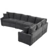 L-Shaped Sofa Convertible Sofa Bed Pull Out Sofa Sleeper With Two Back Pillows, Two USB Ports And Two Power Sockets For Living Room - Gray - Image 15