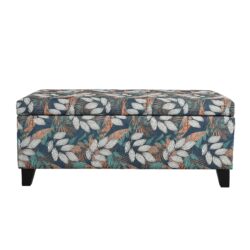 Elegant Flower Pattern Storage Ottoman With Soft Upholstery And Wood Frame - Flower
