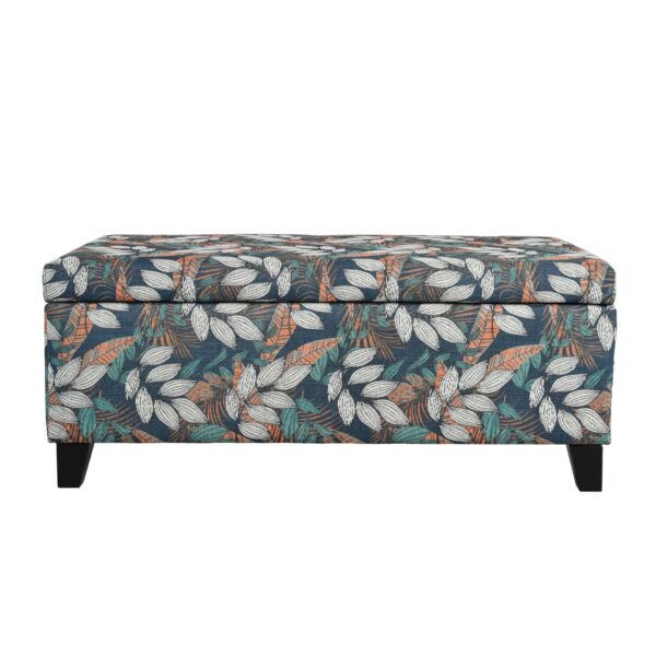 Elegant Flower Pattern Storage Ottoman With Soft Upholstery And Wood Frame - Flower