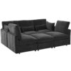 Modern Modular Sofa U Shaped Sofa Bed With Movable Ottoman, USB Ports, Phone Holder Chenille - Black - Image 9