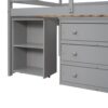 Full Loft Low Study Bed With Cabinet, Shelves And Rolling Portable Desk, Multiple Functions- Gray - Image 8