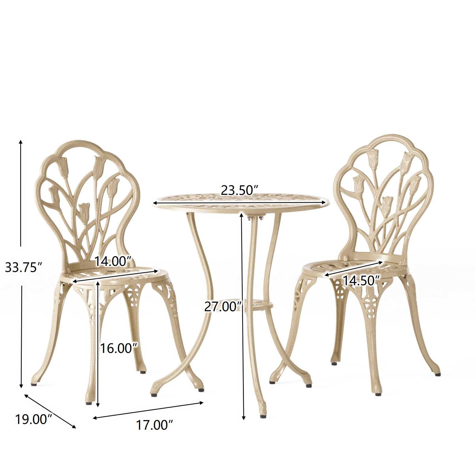 Nassau - Cast 3 Pieces Bistro Set - Sand - Image 5
