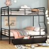 Full Long Over Queen Bunk Bed With 2 Drawers - Black - Image 13
