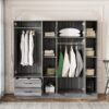 6 Door Wardrobe With Shelves And Drawers - Gray - Image 11
