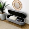 Ottoman Oval Storage Bench With Rubber Wood Legs Fabric - Gray - Image 5