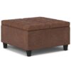 Harrison - Square Small Coffee Table Storage Ottoman - Brown - Image 7