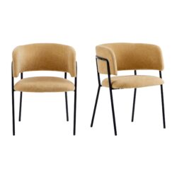 Modern Upholstered Arm Dining Chair (Set of 2) - Yellow