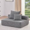 Loveseat Frame For Oversized Modular U Shaped Sectional Floor Couch Convertible Compressed Couch, Spacious Foam Filled Sofa - Gray - Image 3