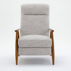 Tustin - Wood Arm Push Back Recliner In Performance Fabric - Beige