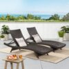 Salem - Wicker Chaise Lounge Adjustable Rattan Outdoor Chair Set - Brown Multi - Image 4