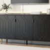 Modern TV Stand With 3 Doors And Adjustable Shelves For Living Room, Fits TVs Up To 70" - Black - Image 10