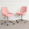 Modern Teddy Velvet Fabric Dining Chair With Golden Electroplated Legs, Soft And Comfortable, Adjustable And Space Saving - Pink - Image 17