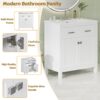 Bathroom Vanity With Ceramic Sink, Modern Single Bathroom Cabinet With 2 Doors And A Shelf, Soft Close Doors - White - Image 4