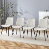 Ergonomic Dining Chair (Set of 4) With Extended Seat Cushion, Metal Legs - Black / Gray - Image 2
