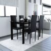 Modern Dining Chair (Set of 4) With Diamond Design - Black - Image 2